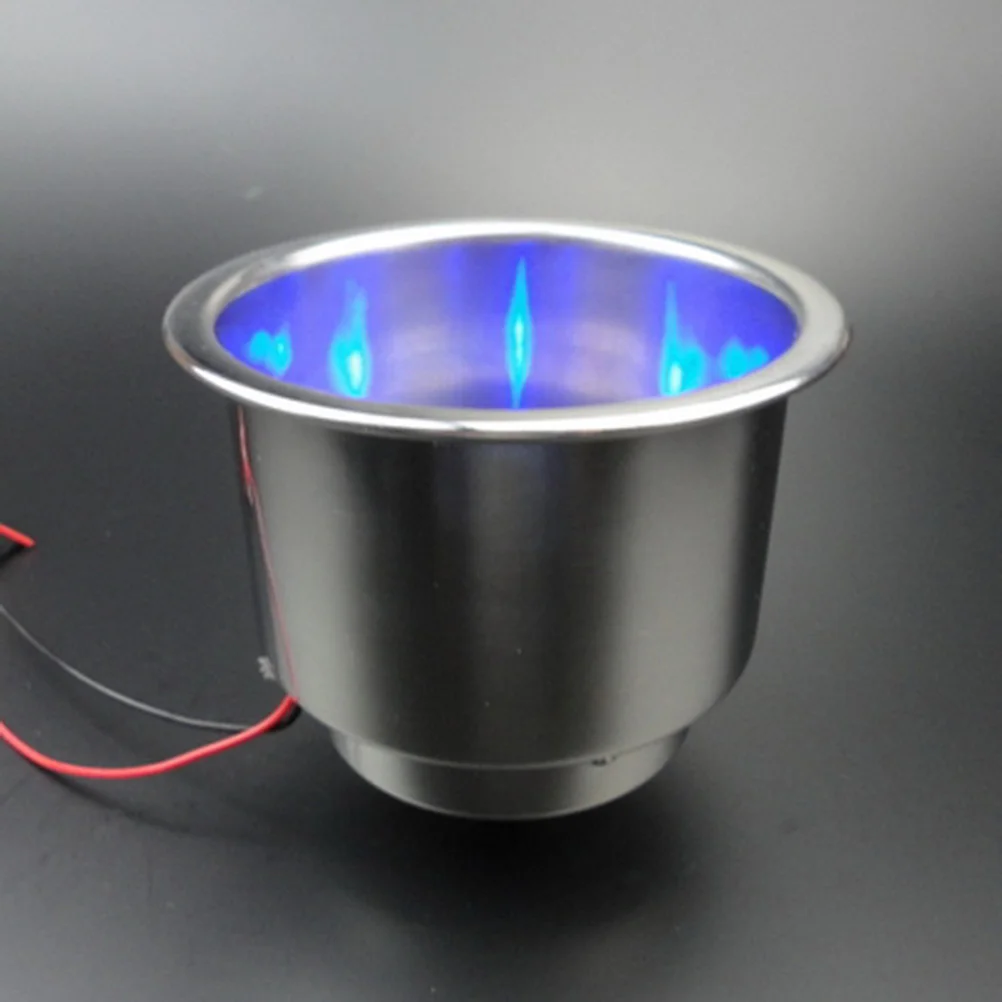 

Vehicle Bottle Frame Car Cup Stand LED Light Water Holder Stainless Steel Drink