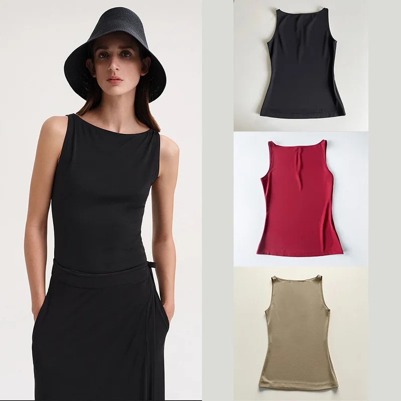 

2 Colors Women O-Neck Sleeveless Vest 2023 Summer New Slim All-Match Simple Camis for Ladies