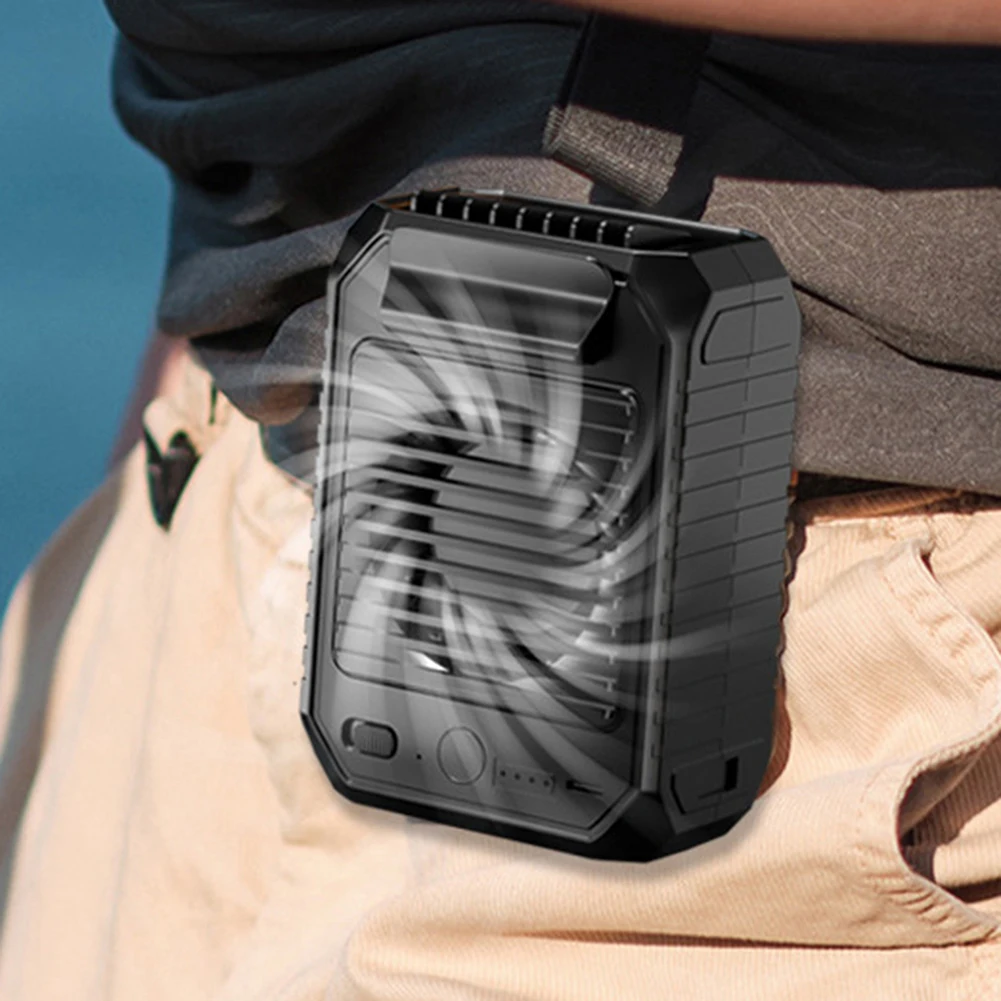 

10000mAh Hanging Waist Fan Multifunctional Mini Portable Fan USB Rechargeable Mute Motor Comfortable for Camping Hiking Fishing