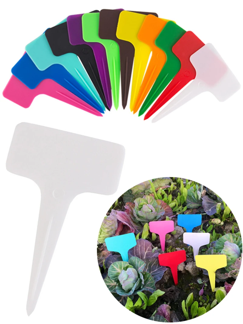 

50Pcs T-Type Plant Tags Garden Labels Markers Nursery Label PVC Flower Seed Varieties Plant Signs Plaques For Garden Waterproof