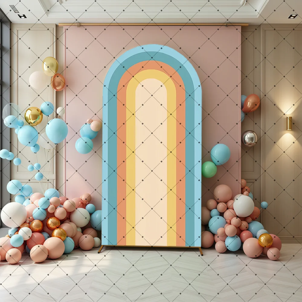 Фото Двусторонний фон-арка Custom Sun Groovy Chiara для детского дня рождения и вечеринки в честь рождения ребенка, декор для фотозоны №3