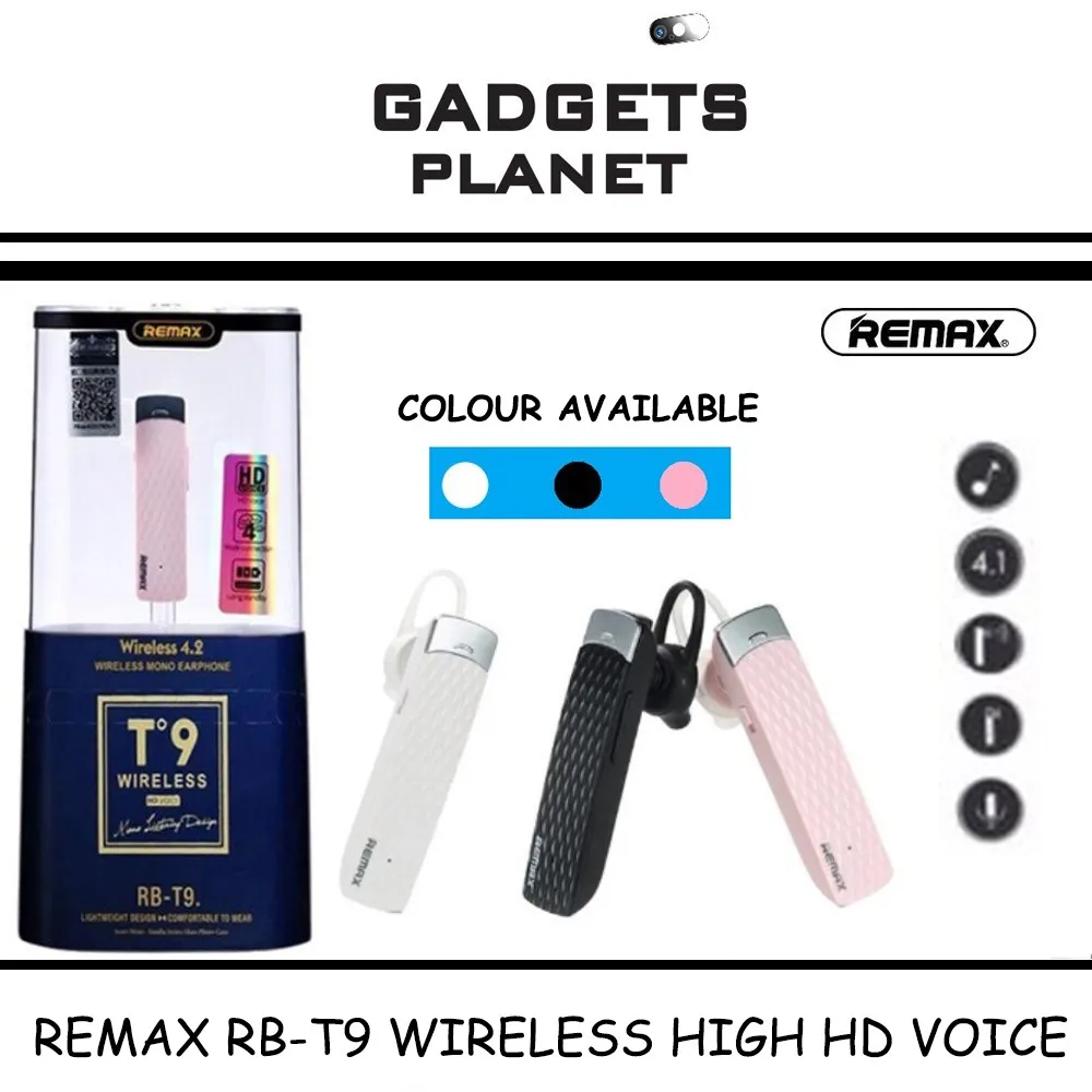 

Remax HD Voice T9 Bluetooth Earphone Headset - RB-T9