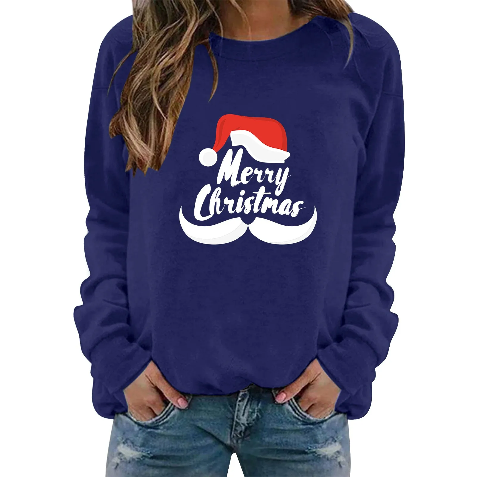 

Аварийные топы, Женский рождественский джемпер с Санта-Клаусом, Женская толстовка с круглым вырезом и длинным рукавом, рождественские повс...