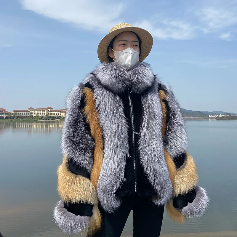 2022 winter women new style luxury real silver fox fur coat female winter warm red fox fur jacket free shipping enlarge