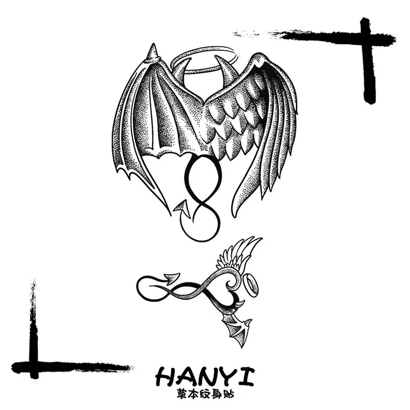 

Angel Demon Wings Juice Tattoo Stickers Women Men Sexy Wings Temporary Tattoos Punk Fake Tattoo Art Sticker Festival Cute Tatoo