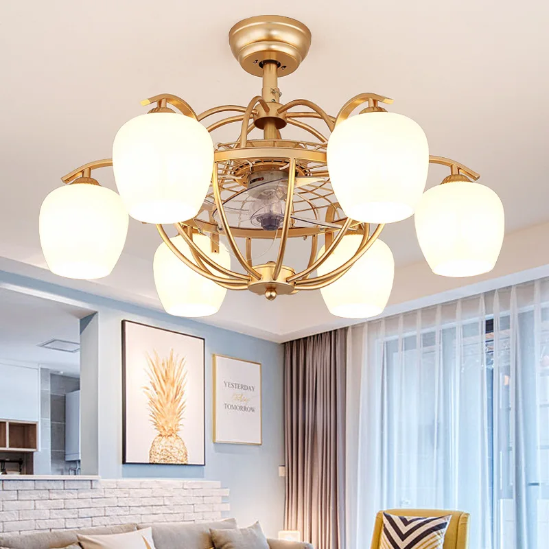 

Nordic fan lamp ceiling fan lamp living room dining room modern simple bedroom household ceiling negative ion invisible fan lamp