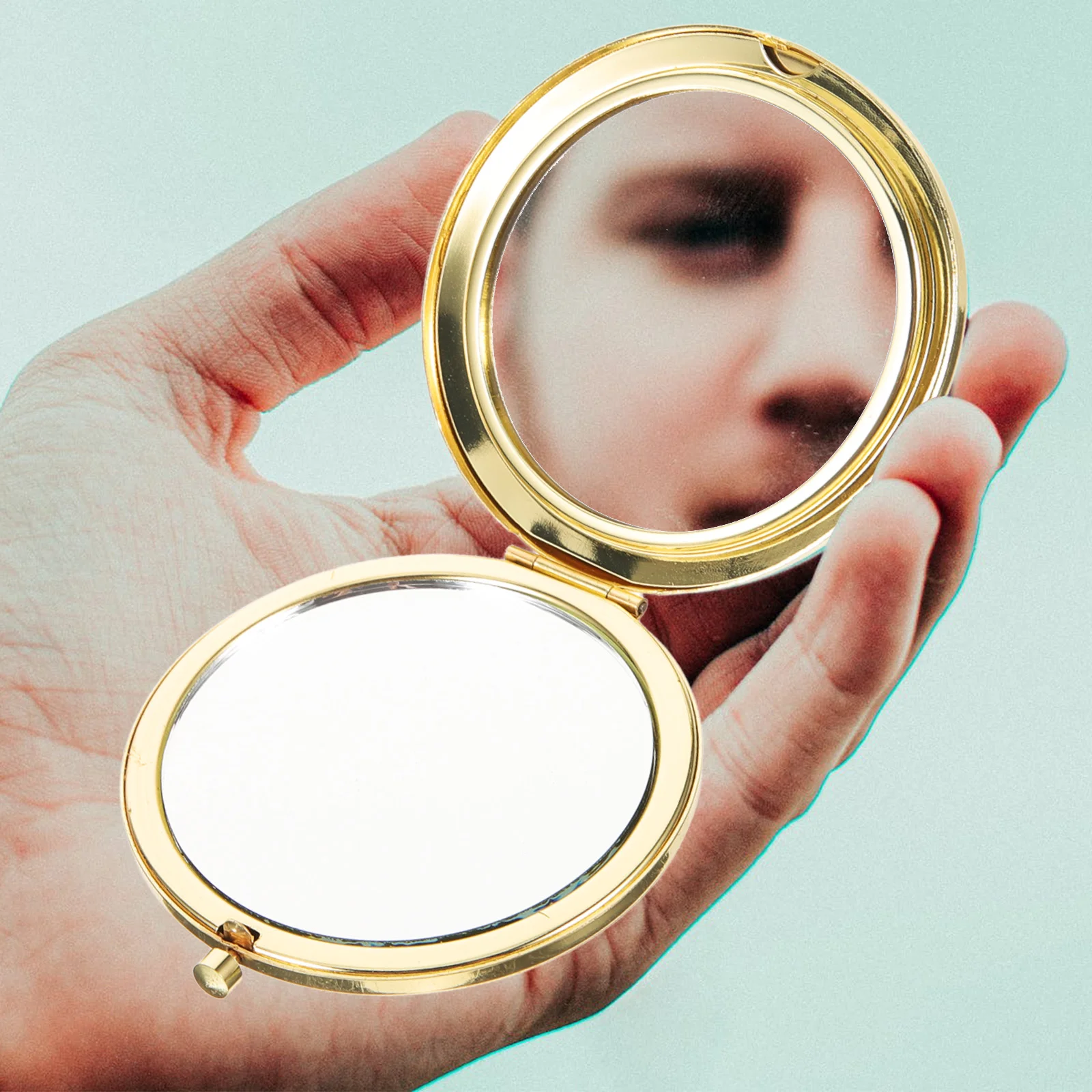 

2 Pcs Hollow Makeup Mirror Creative Female Mirrors Small Foldable Mini Round Bag