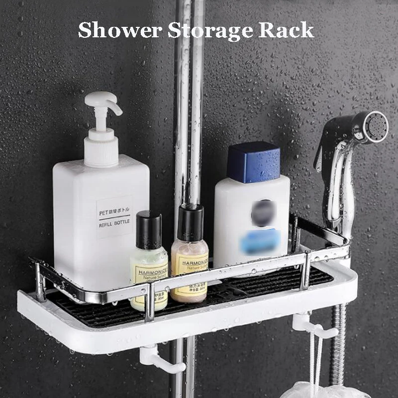 

Shower Storage Rack Bathroom Organizer Shelf Shampoo Tray Stand No Drilling Holder Float Shelves Hanging Basket Bath Accessories