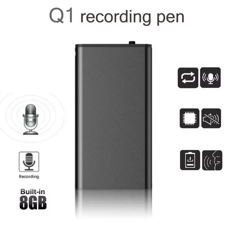 

Записывающее устройство USB, активируемое голосом, 8 ГБ, 16 ГБ, цифровой диктофон с MP3-плеером, запись 48 кГц, черный, встроенный чип времени