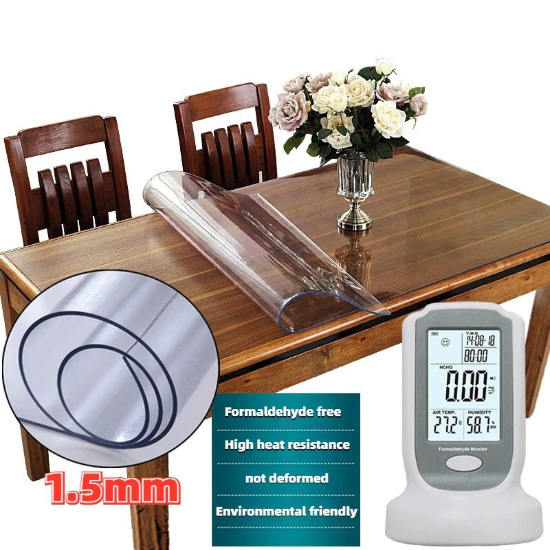 

Transparent PVC Tablecloth Waterproof Table Cover Oil-proof Soft Glass Protect kitchen Dinning Table High Quality 1.5mm