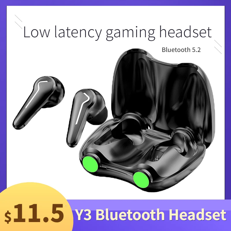 

Y3 TWS Wireless Bluetooth Headphones Gaming Binaural Black Technology Headset Smart Breathing Light Touch Zero Delay Earphones