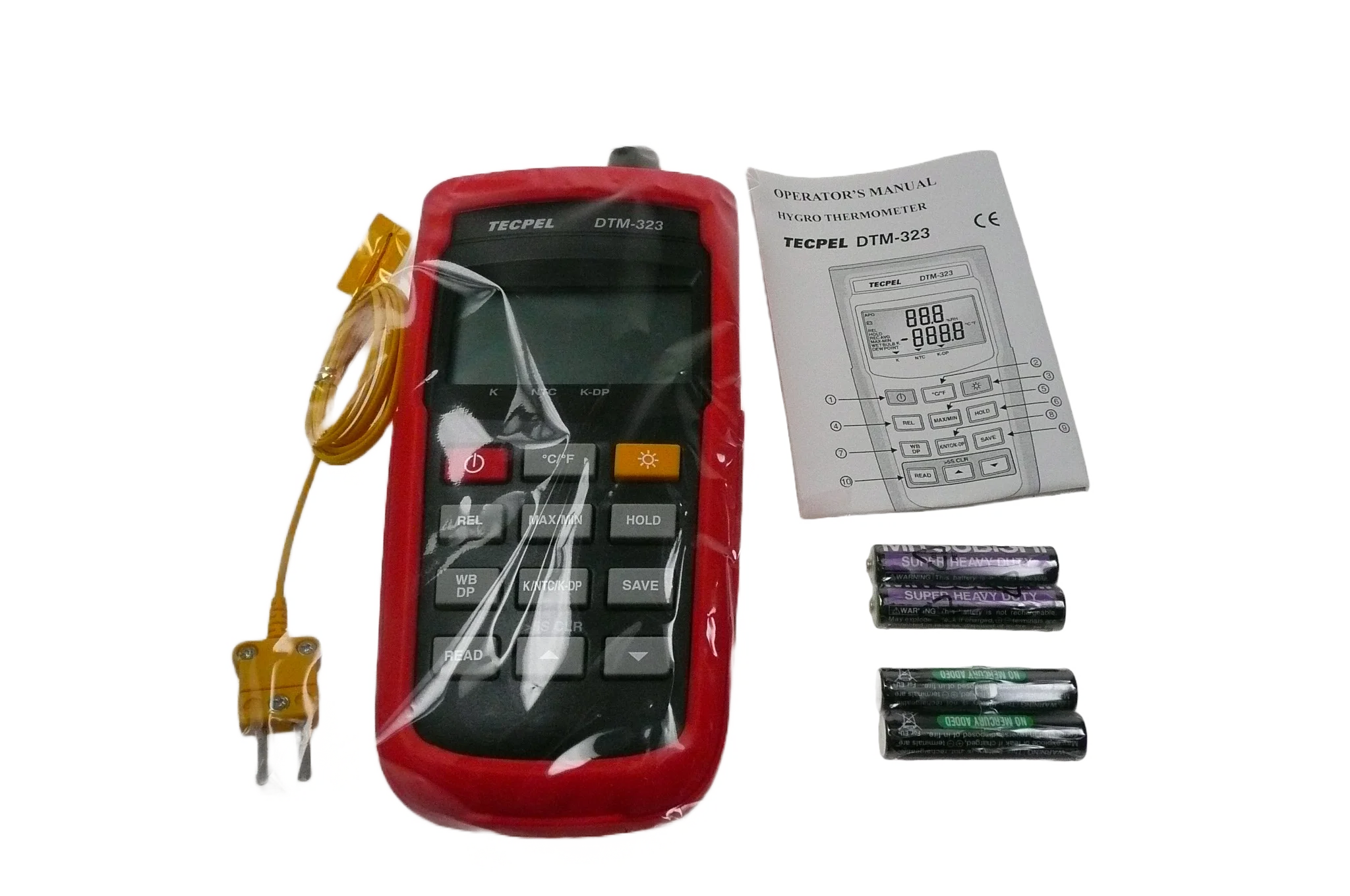 TECPEL DTM-323 Ручной термогигрометр с измерением точки росы, температуры сухоговлажного термодинамического элемента, 5-разрядный дисплей, высокотемпературный диапазон -50~1000°C, точность 0.1% (art.: 3920dc2a6eb4f) - 3920dc2a6eb4f