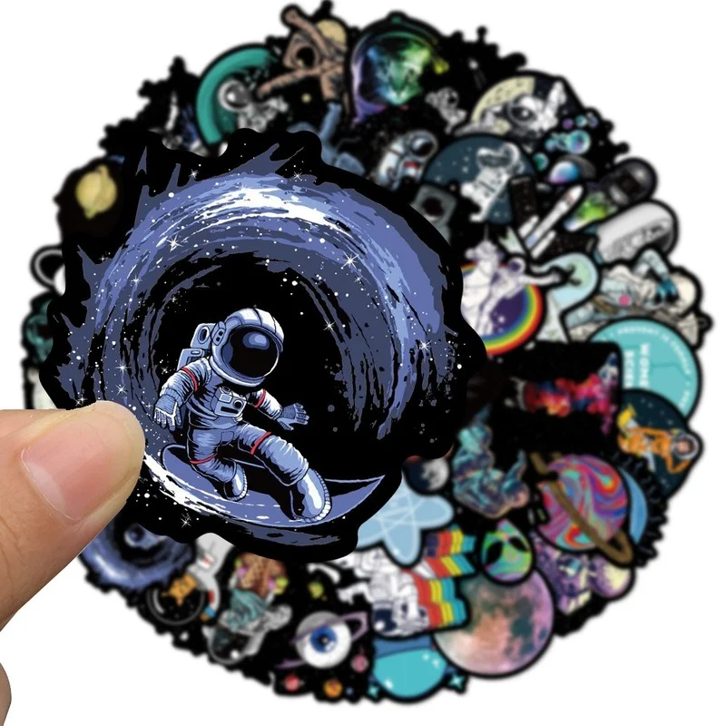 

50PCS Outer Space Astronaut Graffiti Stickers Album Journal Luggage PVC Waterproof Sticker Cartoon DIY Skateboard Sticker