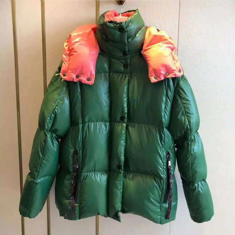 2022 High Quality Fluffy Down Jacket Women Winter Padded Coat Hooded Warm Short Zipper Black Jacket Female New Feather Parkas enlarge