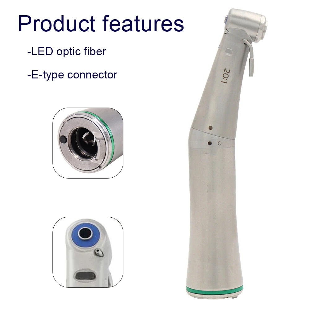 Dental Contra Angle 20:1 with Fiber Optic Implant Surgery Low Speed Handpiece Air Turbine Odontologia Dentist NSK Ti-Max