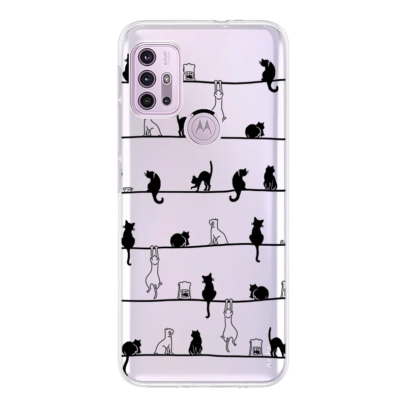 fundas phone case for motorola moto g30 e7 e20 e40 g40 fusion g 5g plus g9 play g20 g50 g60 e7 plus power cartoon cute cat cover free global shipping