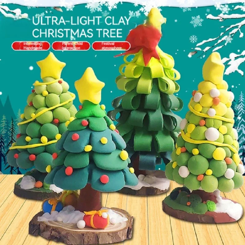 

Christmas Clay Christmas Tree Handmade DIY Creative Ultra-Light Clay Colored Christmas Tree Material Package Making Ornaments