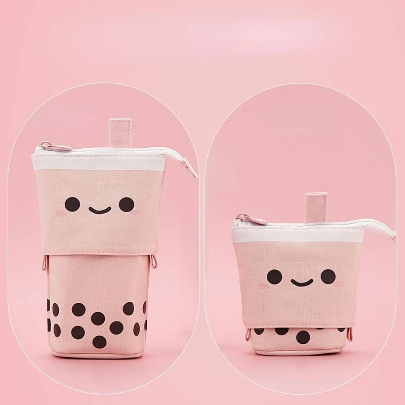 

Cute Milk Pencil Bag Multi-functional Stationery for Students Folding Pencil Case Table Pen Holder Kawai Storage Bag
