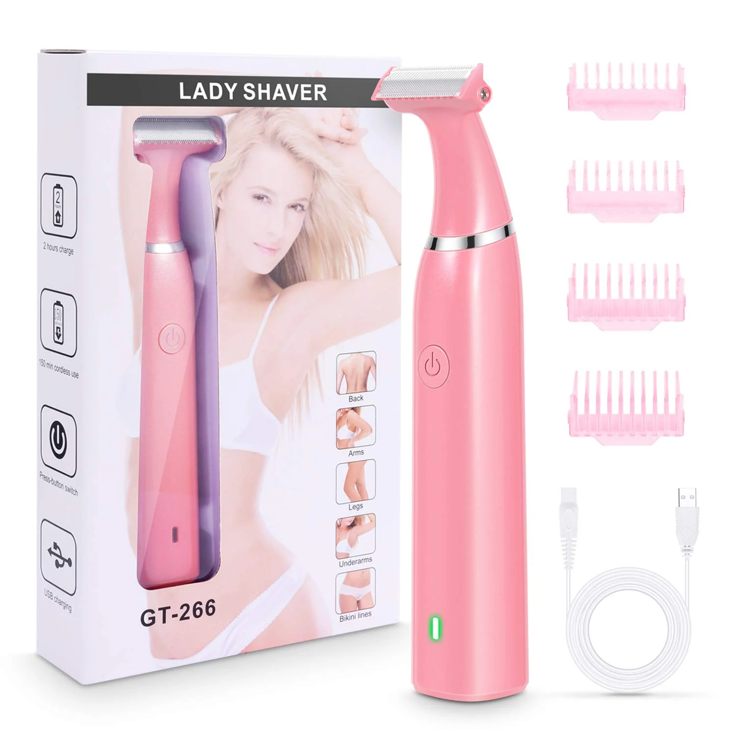 For Women,men Portable Full Body Trimmer Usb T-shaped Blade Razor For Beard Armpit Leg Chest Hair Removal