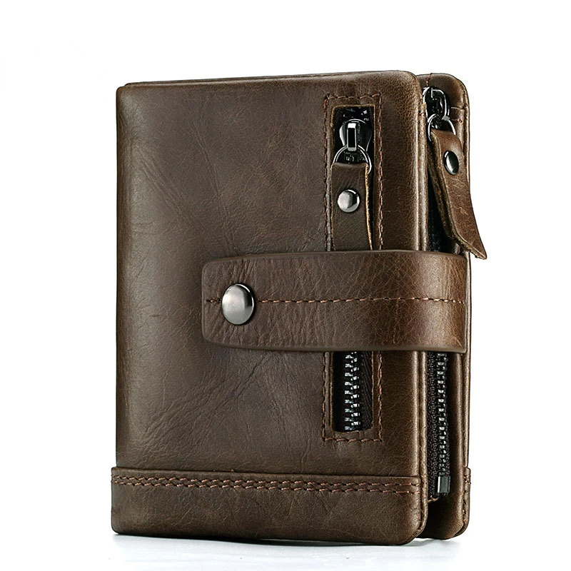 Wallets for Men  RFID Unisex  Wallets for Women  Zipper Change Baotou Layer Leather Men's Short Leather Men's Wallets  Luxury