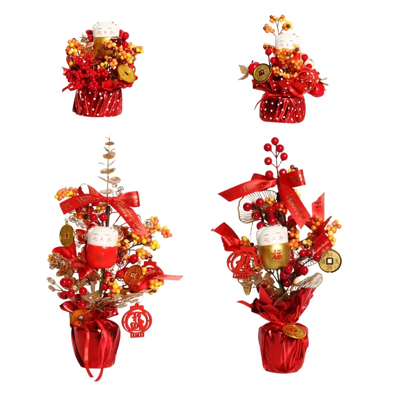 

Simulation Lucky Fortune Tree Feng Shui Money Tree Chinese New Year Ornament for Spring Festival 2022 Home Office