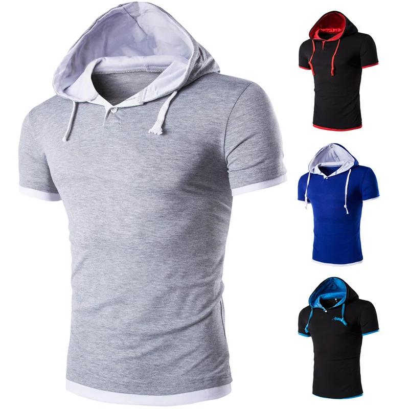 

2022 Summer New Fishing Hooded Short-sleeved T-shirt Men Casual Slim Hooded Short-sleeved T-shirt Outdoor Sport Fishing Clothing