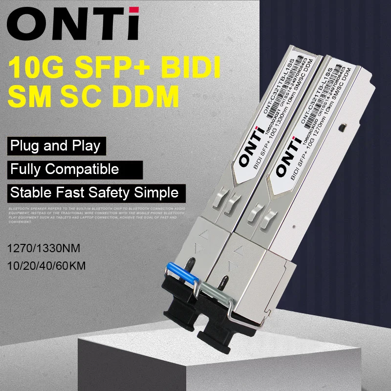 Фото Модуль ONTi 10G BIDI SM SC WDM SFP+, 1270/1330 нм, одномодовый оптоволоконный модуль 10-60 км, совместимый с коммутатором Cisco №1