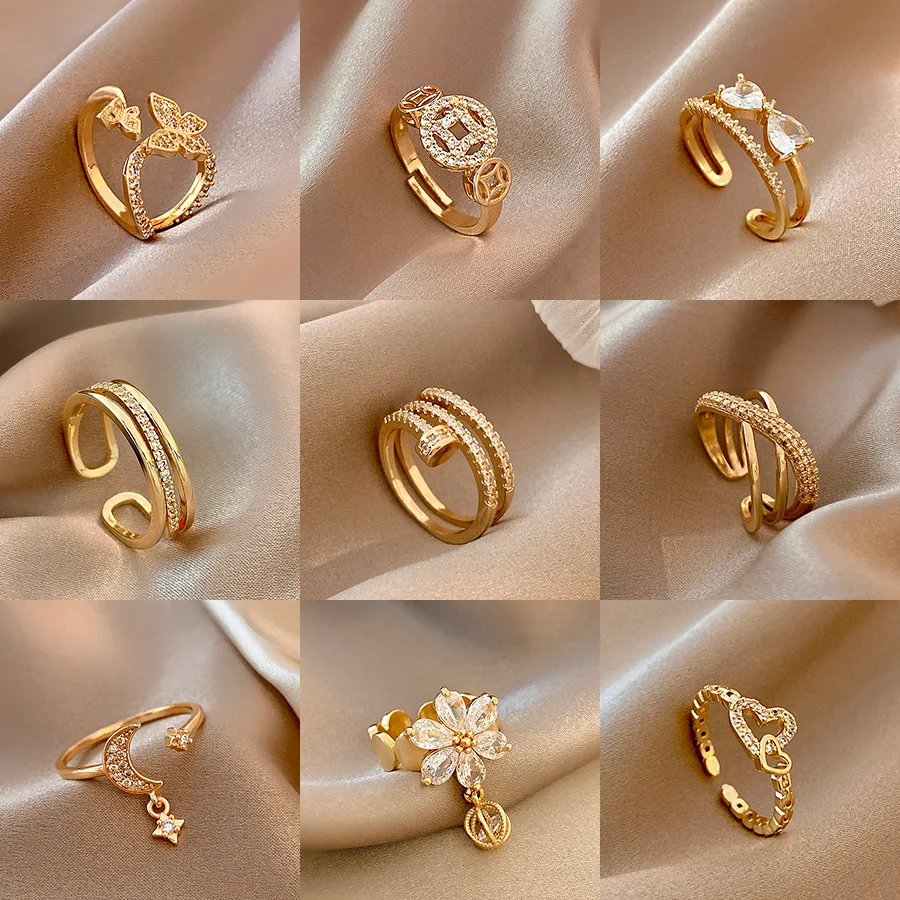 

Vintage Metal Hollow Round Opening Rings Women's Ring for Girl Lady Party Wedding Gifts Free Shipping Items Valentines Day Gift