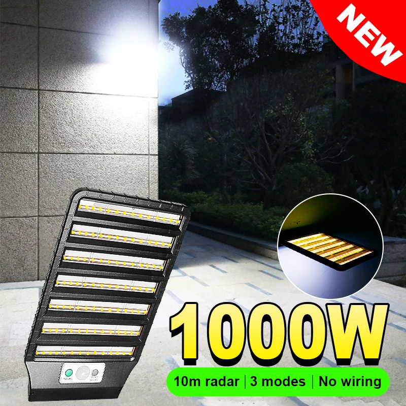 

1000 Вт солнечная лампа открытый солнечный свет садовые фонари IPX8 водонепроницаемые уличные дворовые фонари с 15 м датчик движения пульт дист...