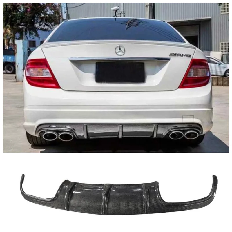 

For Benz C-Class W204 C63 AMG C300 Sport Sedan Coupe 2008-2011 Real Carbon fiber Rear Trunk Diffuser Bumper Lip Splitters