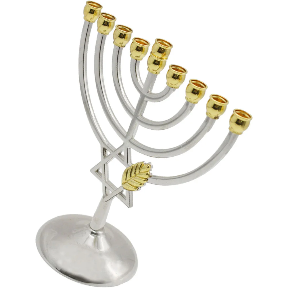 

Holder Hanukkah Candlestick Jewish Pillar Centerpiece Year Dinner Candelabra Menorah Table Holders New Desktop Stand Metal