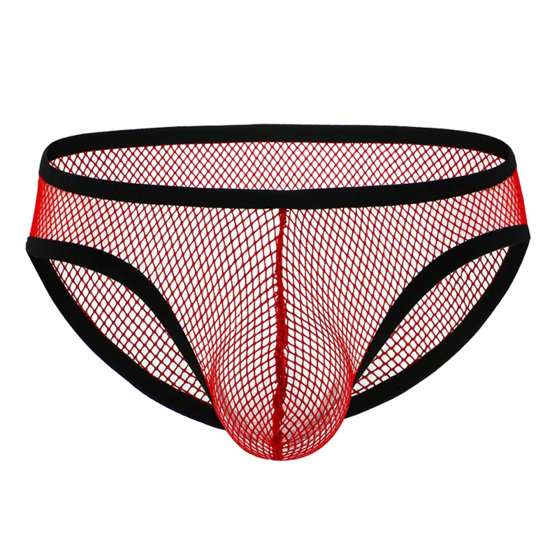 

Sexy Men Underwear Briefs Bikini Transparent Mesh Underpants Male Breathable Low Rise U Convex Pouch Panties Cueca Calzoncillos