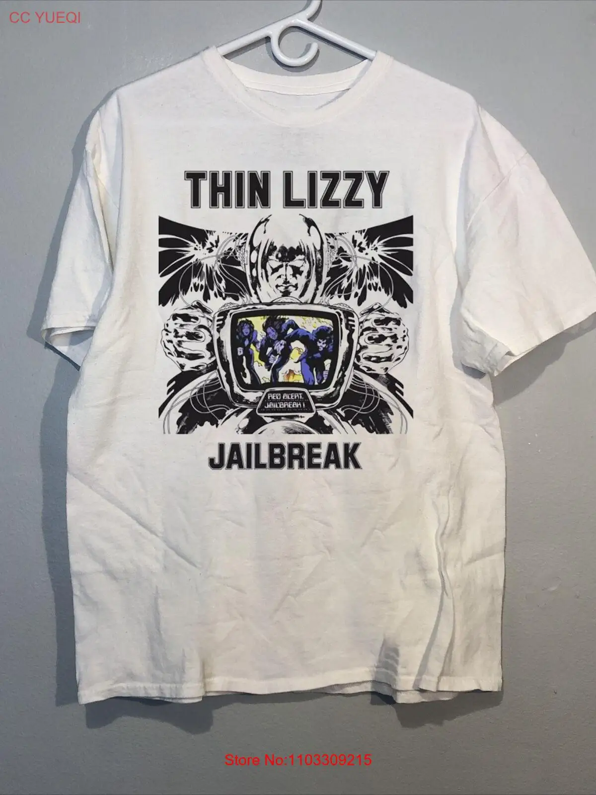 Тонкая хлопковая белая музыкальная футболка Lizzy Band Jailbreak для взрослых унисекс в