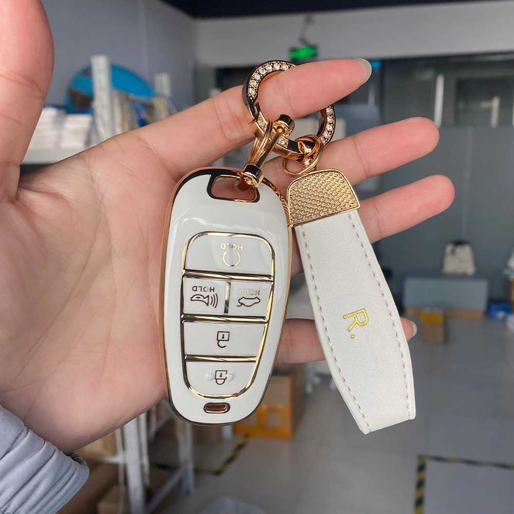 

Чехол для автомобильного ключа 4/5/6/7/8 Bottons, чехол-брелок для Hyundai Santa Fe Tucson NEXO NX4 Atos Solaris Prime Limited Sorento Ioniq