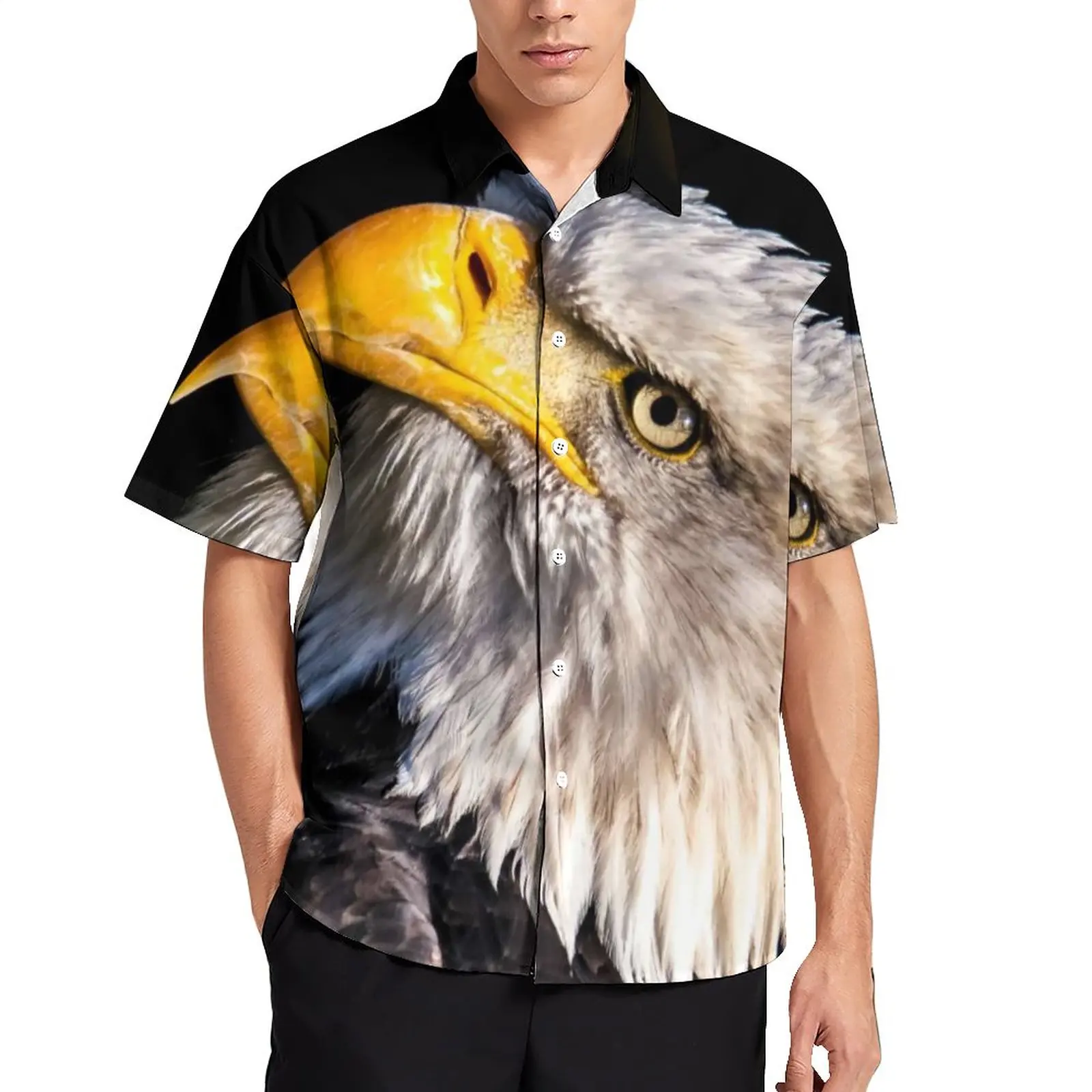 

Bald Eagle Casual Shirts Majestic USA Eagle Spirit Vacation Shirt Summer Trendy Blouses Men Print Plus Size 3XL 4XL