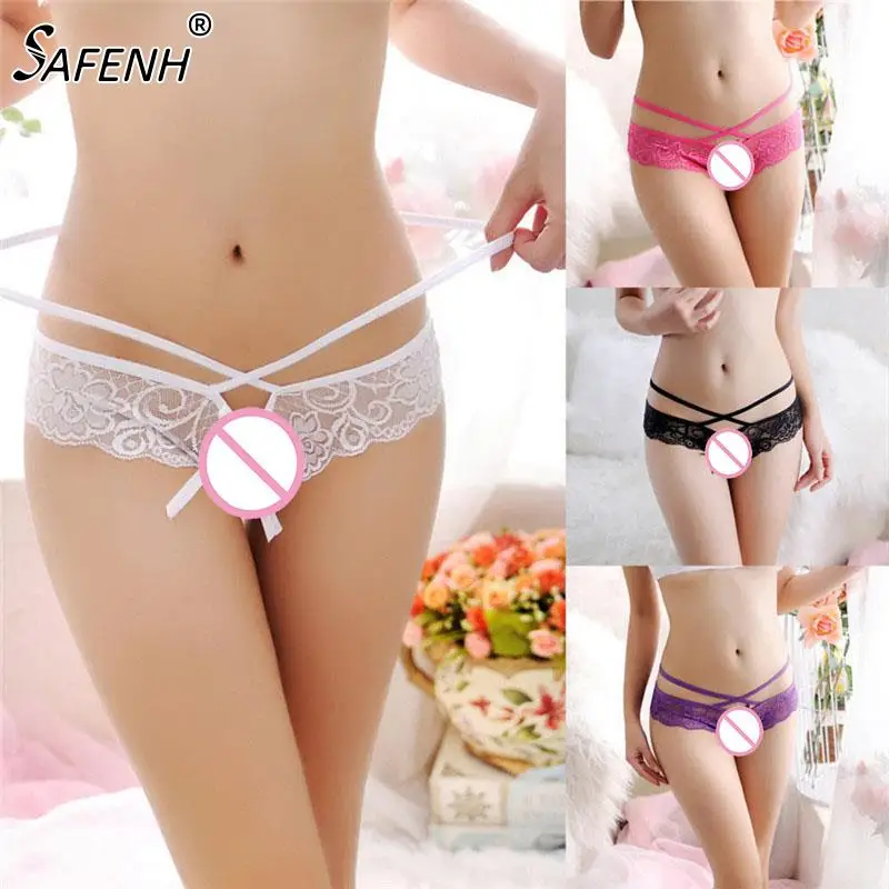

Women Sexy Lingerie Erotic Open Crotch Panties Lace Transparent Crotchless Underwear Lace Panties Open Back Panties Intimates