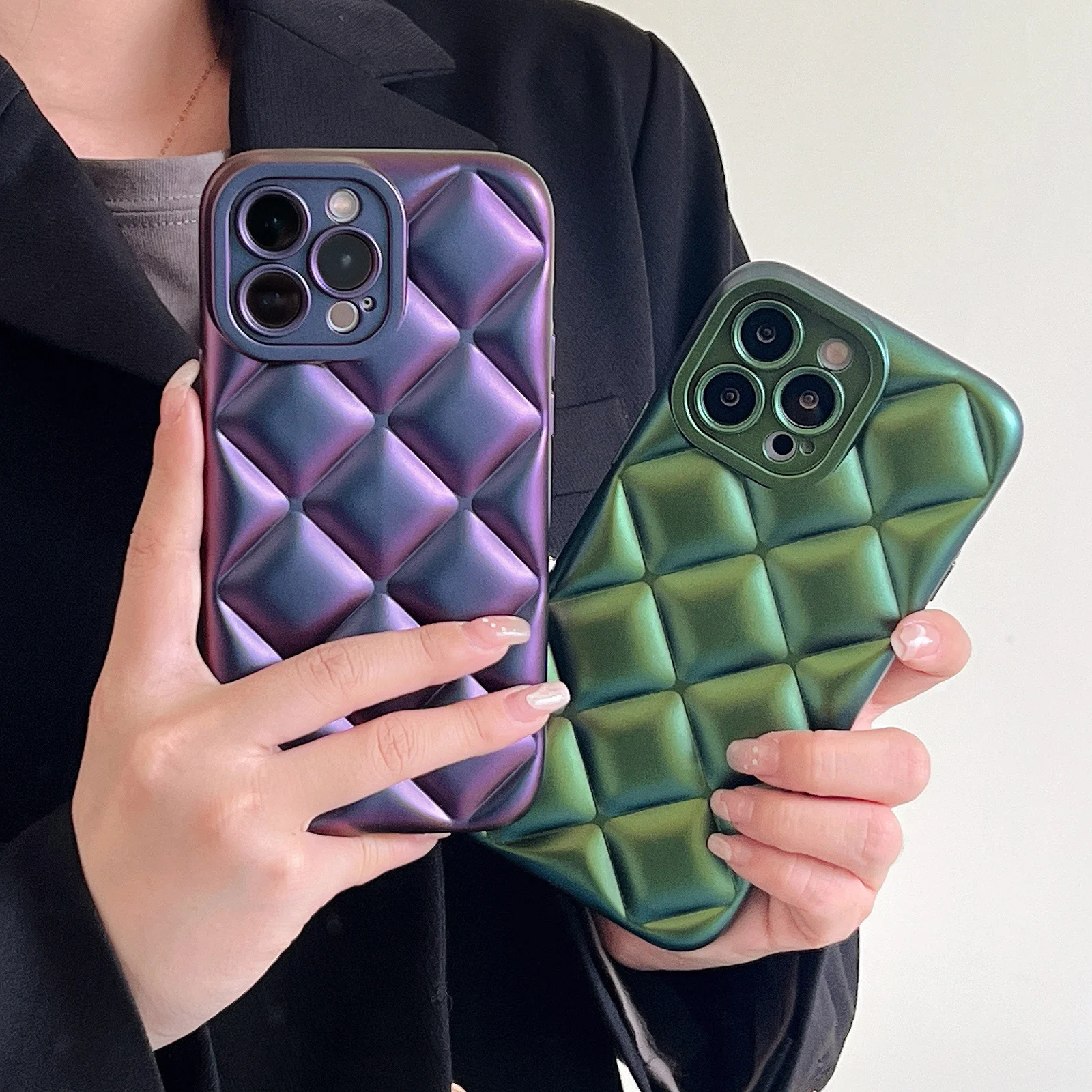 

Однотонный чехол Laser Lingge для телефона iPhone 13 Pro Max 11 Pro Max 12 Pro Max X XR XS Max, Защита камеры, Мягкий бампер