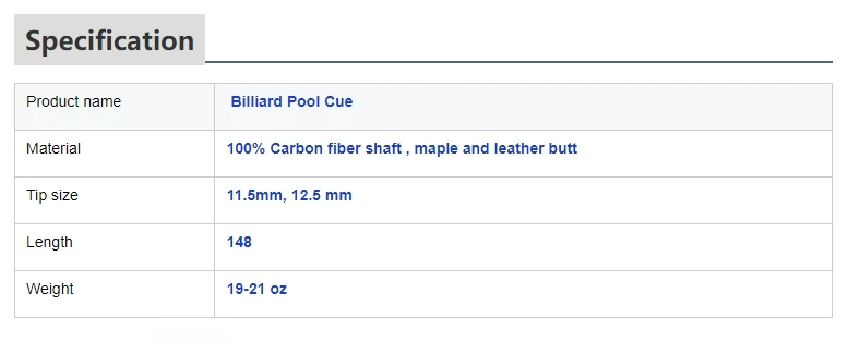 TQG-92 Качество 100% полностью углеродное волокно для снукера и бильярдного кия 11 5 мм