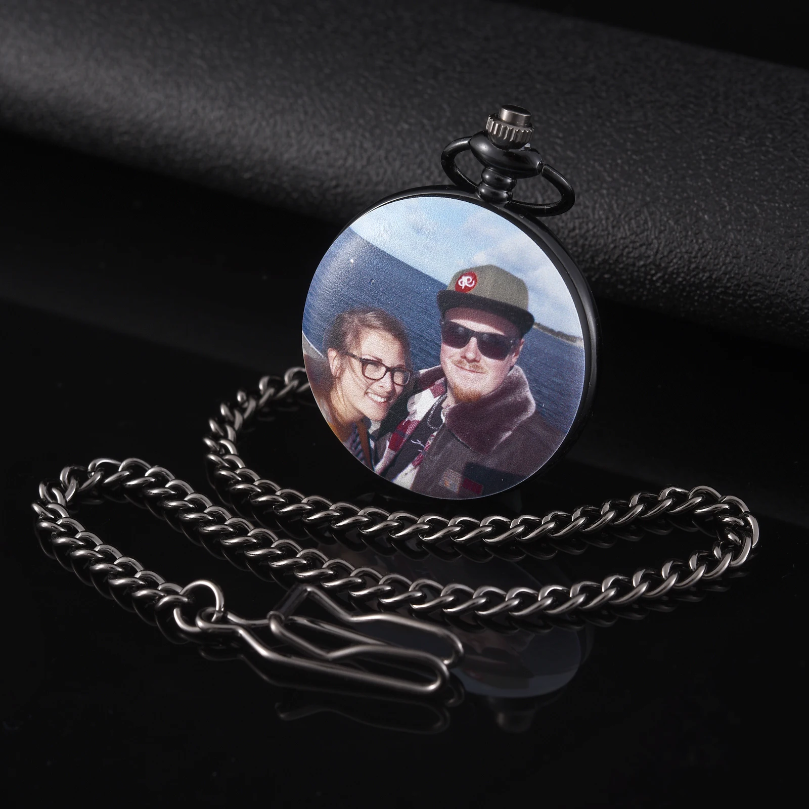 Custom UV Printed Photo Mens Antique Quartz Pocket Watch Personalzied Pictures Fob Clock Pendant With Chain Jewelry Gift