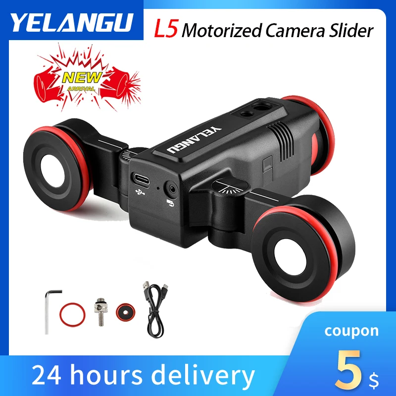 

YELANGU L5 Motorized Camera Slider Camera Slider Dolly Car Rail Systems for DSLR Camera Sony iPhone 13 Pro with Remote Control