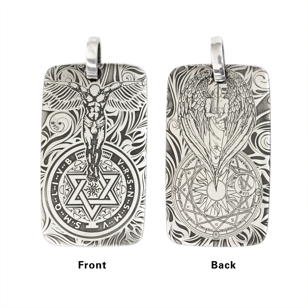 2-сторонняя гравировка стерлинговое серебро 925 пробы кулон с ангелом-хранителем