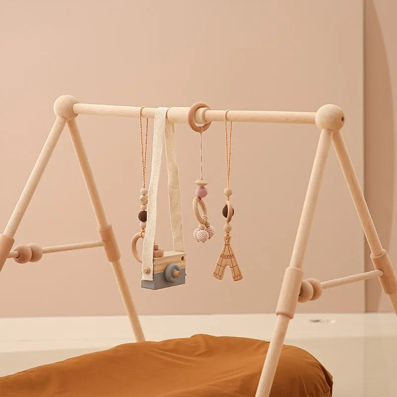 

Baby Wooden Toy Simple Style Fitness Frame Play Gym Crib Pendant Decoration Handmade Stroller Baby Shower Gift Toys For Newborn