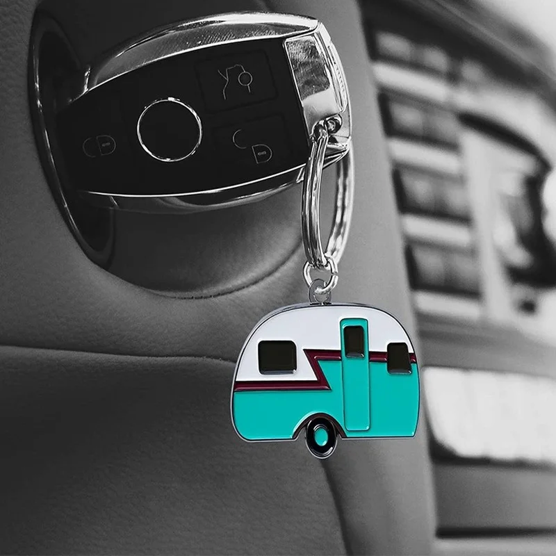 

Creative Camping Car Van Keychain Fashion Men and Women Wallet Bag Car Pendant Keychain Ring Holder Jewelry Xmas Gift