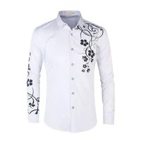 2022 autumn new mens floral printed shirts male slim fit long sleeve flower print shirt tops m 5xl safari half zip up shirt