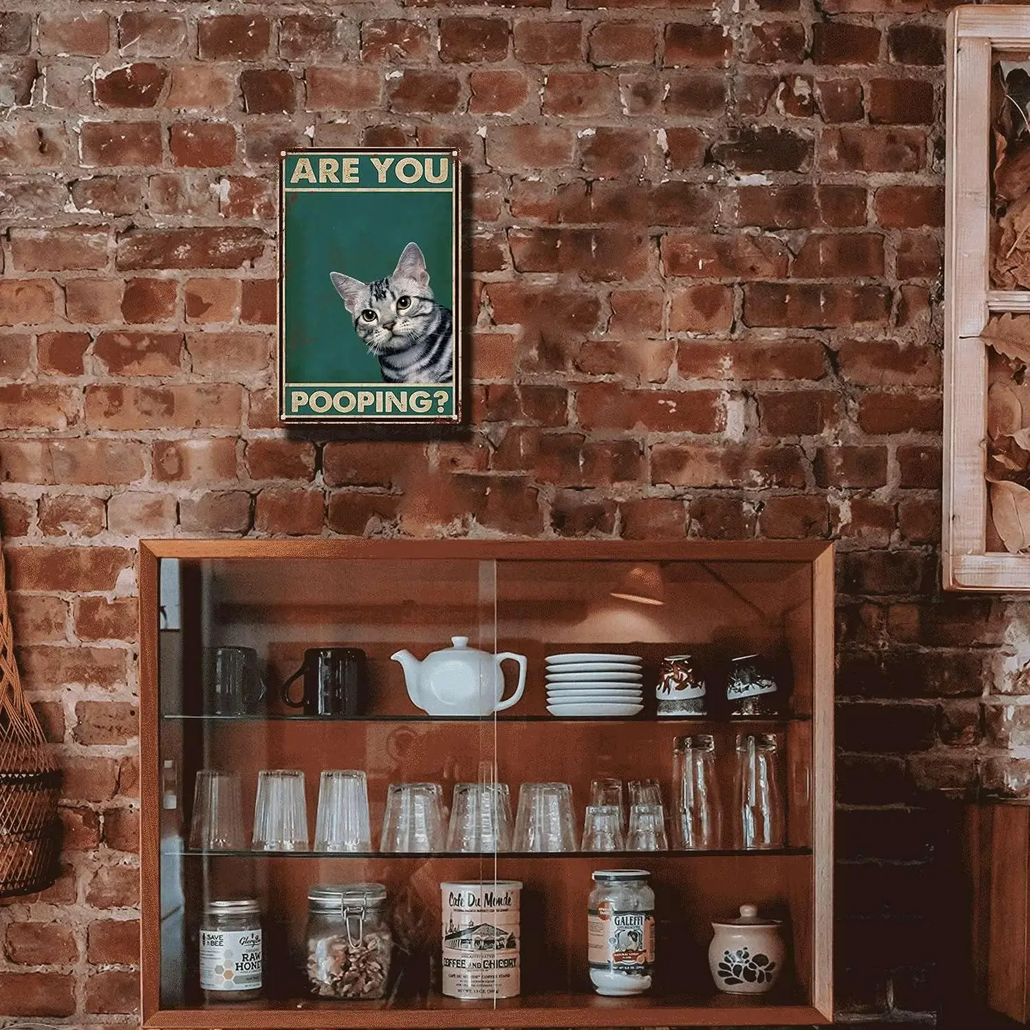 Металлический знак винтажный Забавный жестяной в виде кошки для ванной комнаты