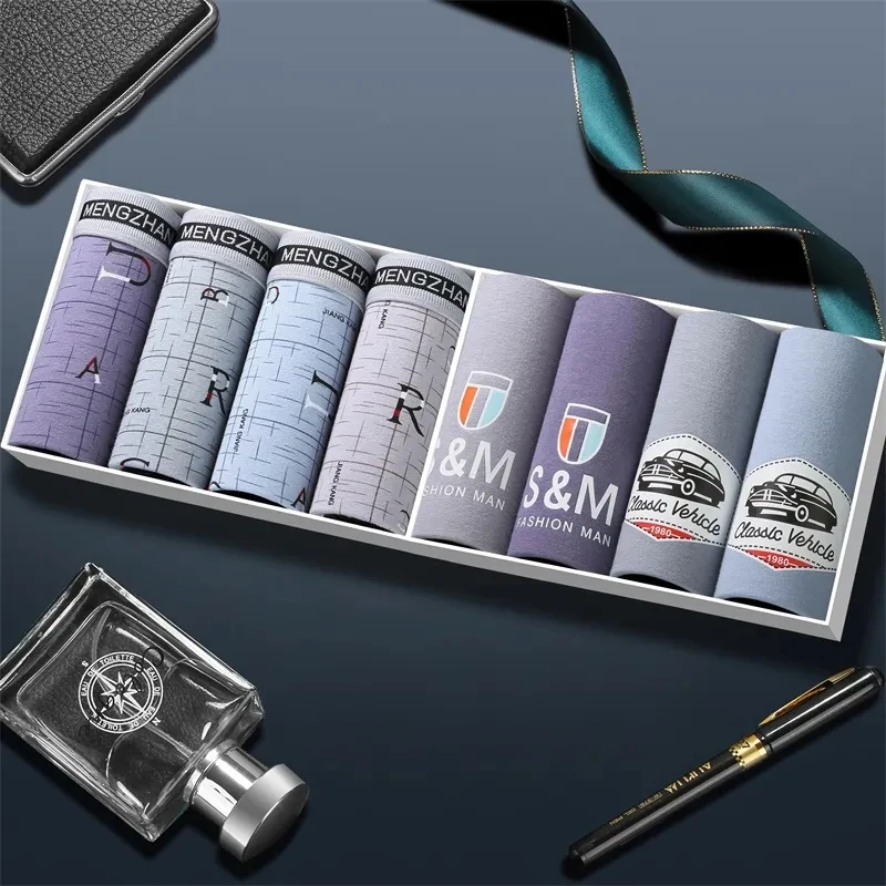 Plus Size Shorts Set Of Cotton New Personality Mens Printed Boxer Briefs Breathable Sexy Mens Boxer Briefs Comfortable