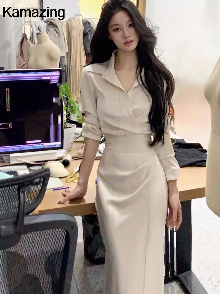 Комплект из 2 юбок для женщин рубашка с длинным рукавом тонкая талия юбка-русалка