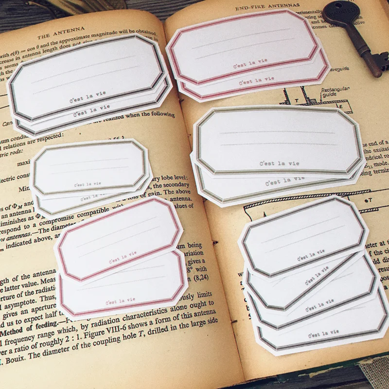 

14pcs Vintage Label Stickers Classic Pattern C'est La Vie Washi Junk Journal Ephemera Aesthetic Stickers Scrapbooking Material