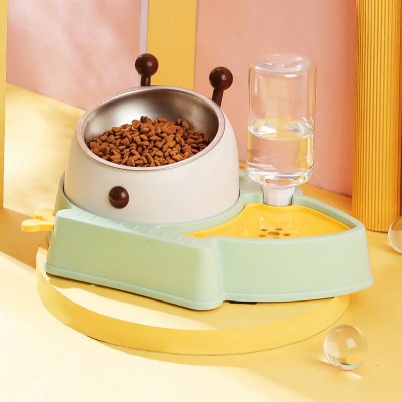 3-в-1 миска для домашних животных из нержавеющей стали защита шеи кошек кормушка