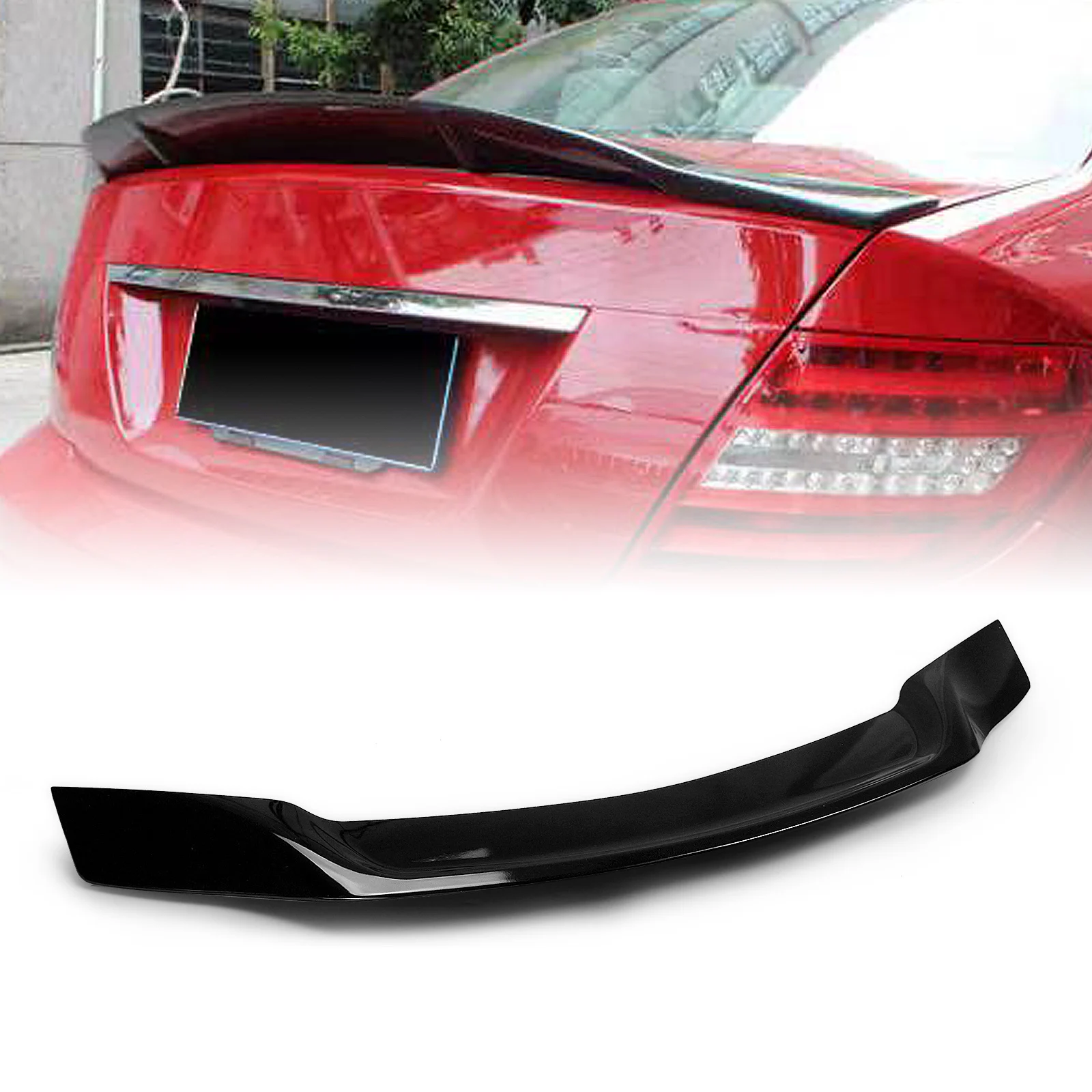 

For Mercedes-Benz W204 4 Door 2008-2013 Rear Spoiler Wing Gloss Black Car Tailgate Lid Trunk Decklid Flap Roof Splitter Trim Lip